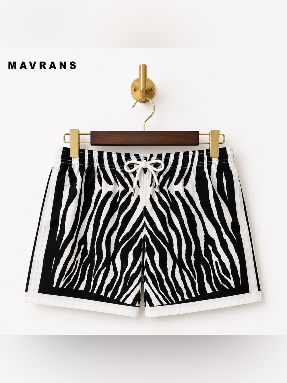 MAVRANS Zebra Print Swim Trunks | Men’s XL | Black & White | Drawstring | Lined